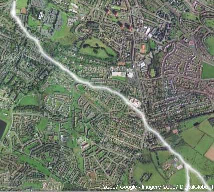 Potterhill branch (line of trees) curves from top left - meikleriggs/ferguslie cricket ground - to bottom right